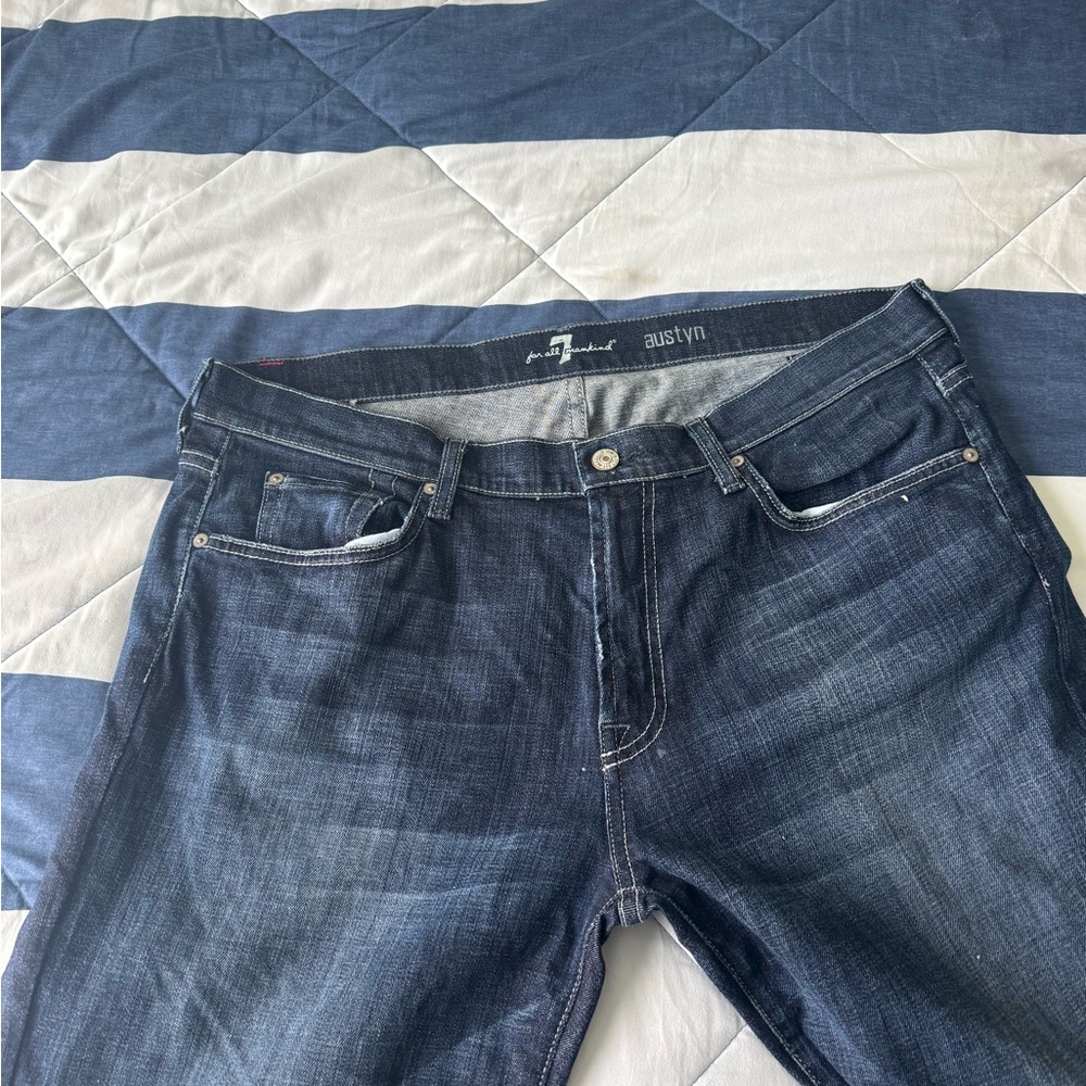 7 For All Mankind Austyn Dark Blue Straight Jeans